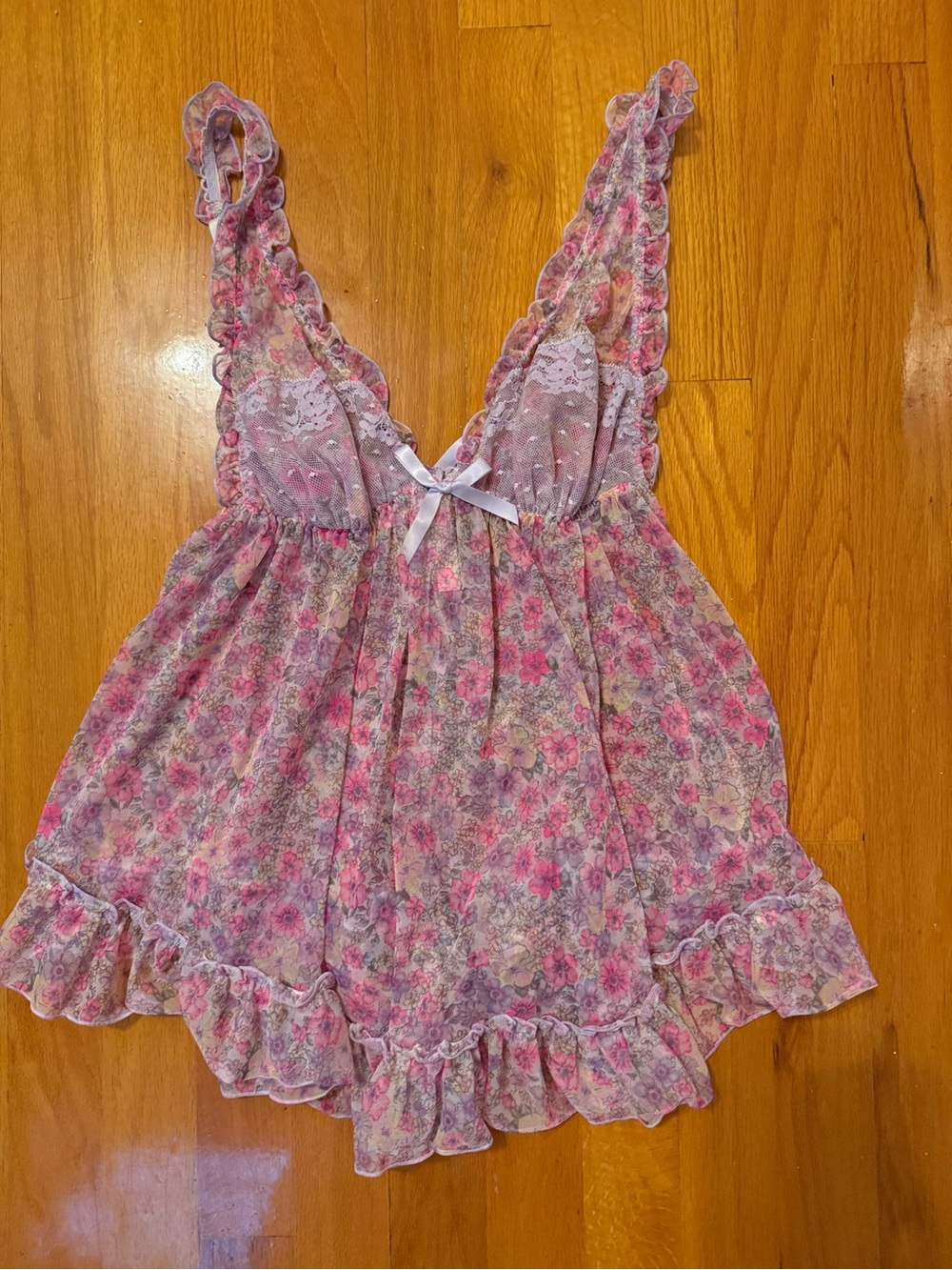 Victoria's Secret Pink Floral Lace-Trim Babydoll Camisole
